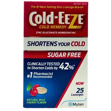 Cold-Eeze Sugar Free Zinc Lozenges Wild Cherry Flavor 25 Ct Cold Remedy