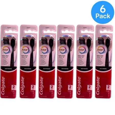 Colgate Total Whitening Soft Toothbrush 12 Count pack with 6x2 boxes for family oral care