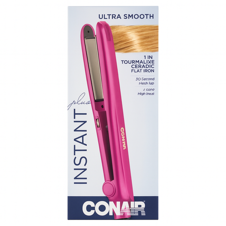Conair Instant Heat Tourmaline Ceramic Flat Iron 1in Pink New