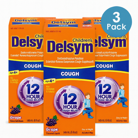 Delsym Children’s Grape Cough 148mL 3 Pack New