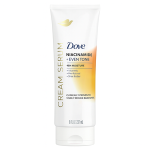 Dove Niacinamide Even Tone Body Cream Serum 8 fl oz bottle on white background