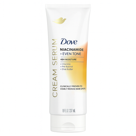 Dove Niacinamide Even Tone Body Cream Serum 8 fl oz bottle on white background