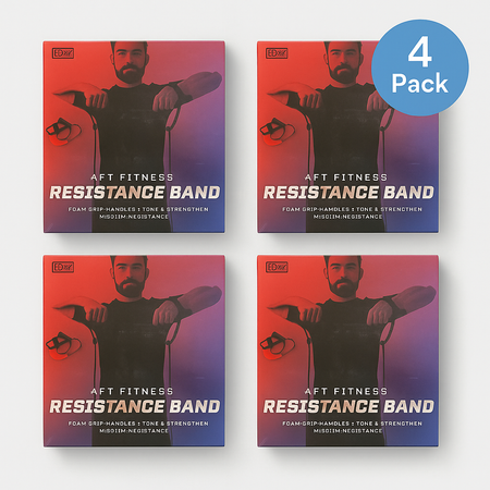 EDX 4FT medium resistance bands with foam grip handles 4 pack fitness set