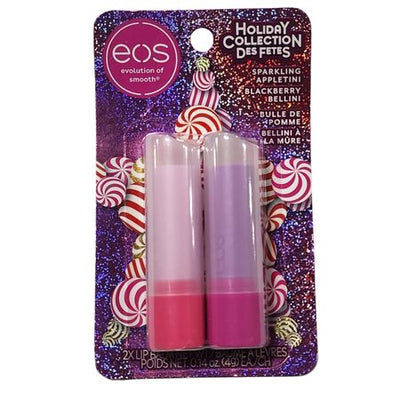 EOS Holiday Collection Lip Balm Duo 0.14oz pack with two festive lip balms