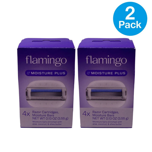 Flamingo Razor Cartridges Moisture Plus 4-blade refill pack 2 pack bundle product image