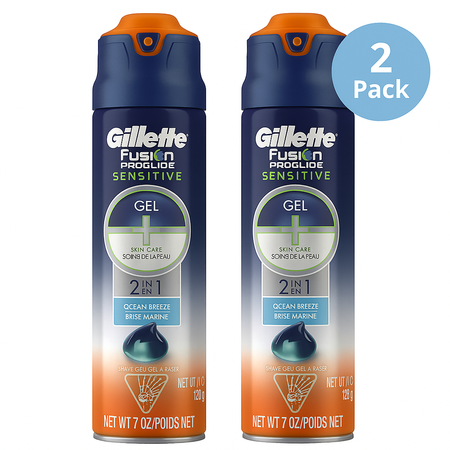 Gillette Fusion ProGlide Sensitive Shave Gel 6 oz 2 Pack New