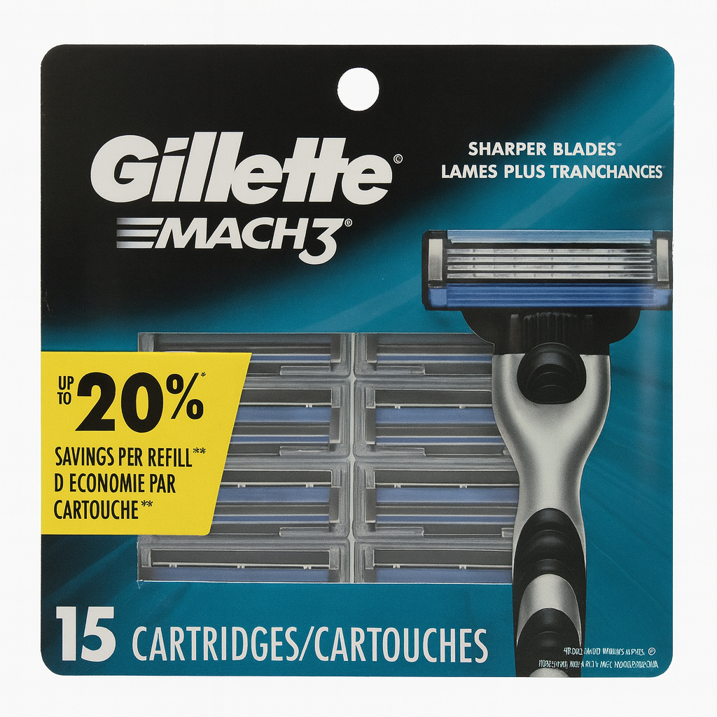 Gillette Mach3 Razor Cartridges 15 Count - 1 Pack New