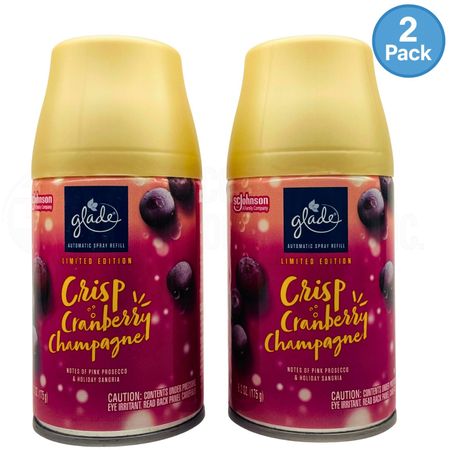 Glade Crisp Cranberry Champagne Automatic Spray Refill 6.2oz 2 Pack