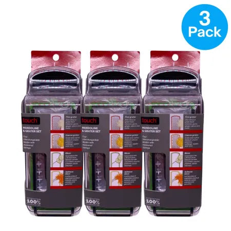 GoodCook Mandoline & Grater Set 3 Pack showing mandoline slicer, grater, and julienne blade tools