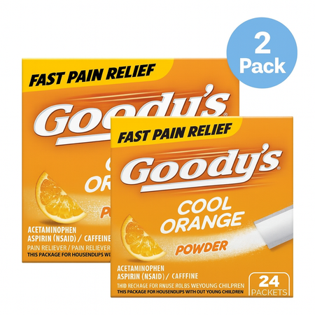 Goody’s Cool Orange Powder Pain Relief 24 Packets 2 Pack New