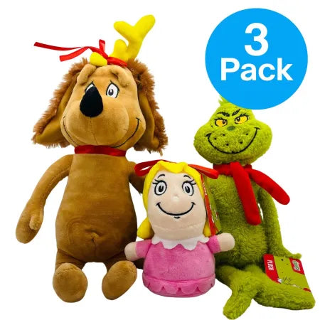Grinch & Friends Plush Toy Set 3 Pack featuring soft character plushes