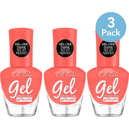 L.A. Girl Gel Nail Polish Coral Shine 0.47 fl oz bottles in 3-pack set