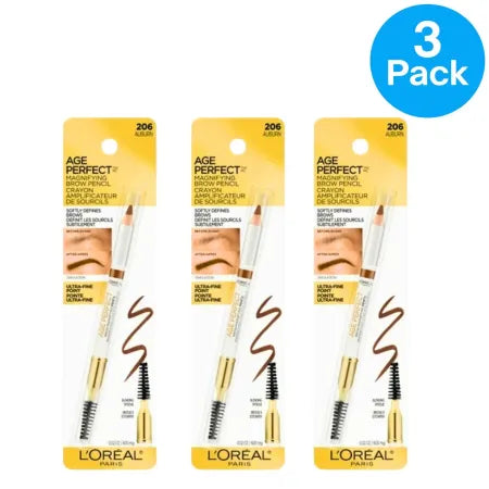 L’Oreal Age Perfect Brow Pencil 206 Auburn 3 Pack New