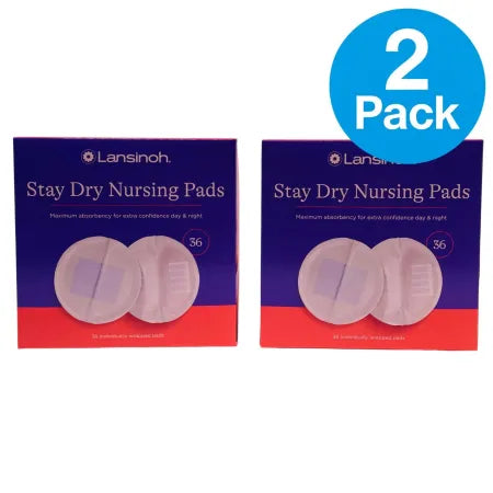 Lansinoh Stay Dry Nursing Pads 36 Count 2 Pack - white absorbent pads for breastfeeding
