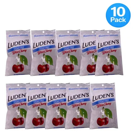 Luden's Sugar Free Wild Cherry Cough Drops 25 Count - 10 Pack Bundle
