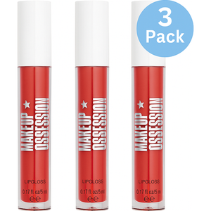 Makeup Obsession Red Lip Gloss 5ml 3 Pack - Vibrant glossy finish