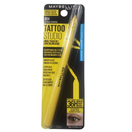 Maybelline Tattoo Studio Gel Eyeliner Pencil in Citrus Charge 804 shade, 0.04oz compact pencil
