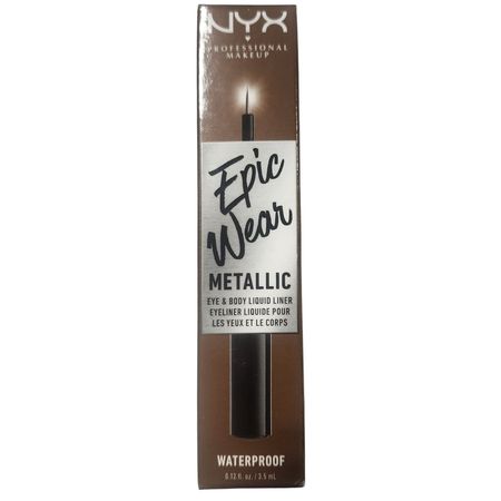 NYX Epic Wear Metallic Waterproof Liquid Eyeliner in Bronze shade, 3.5mL bottle