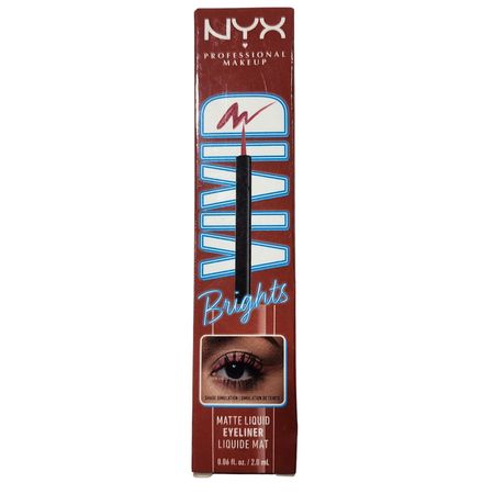 NYX Vivid Brights Matte Liquid Eyeliner Red 2mL bottle with applicator brush