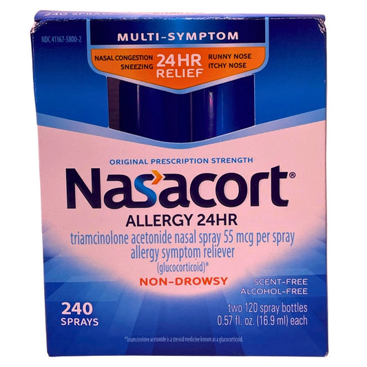 Nasacort Allergy 24HR Nasal Spray 0.57 oz bottle single pack with expiration date 09/2027