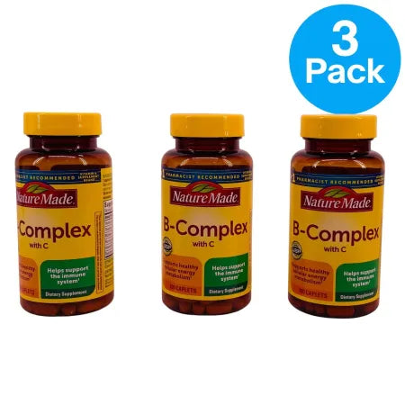 Nature Made B-Complex with C 100 Caplets 3 Pack bottle display