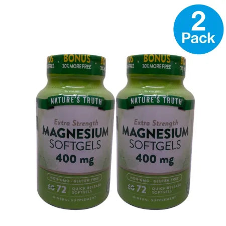 Nature's Truth Magnesium 400mg Softgels 72 Count 2 Pack bottle New Expiration 01/2028