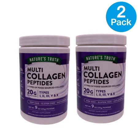 Nature's Truth Multi Collagen Peptides Powder 9oz 2 Pack bottle with collagen supplement product image