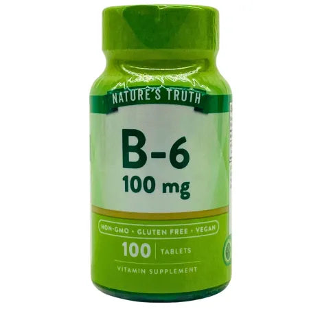 Nature's Truth Vitamin B-6 100mg tablets bottle with 100 count pack