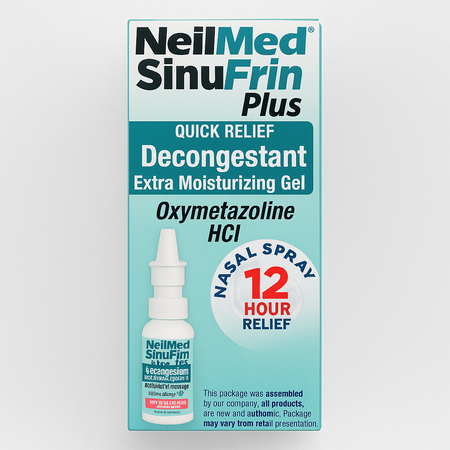 NeilMed SinuFrin Plus Nasal Spray Decongestant 1 oz – 12 Hr Relief – Exp 4/2027