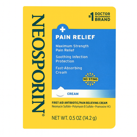 Neosporin Pain Relief Cream 0.5 oz tube for minor cuts, scrapes and burns treatment