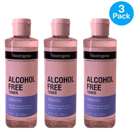 Neutrogena Alcohol Free Toner 8 oz bottle 3 pack set for facial cleansing and skincare