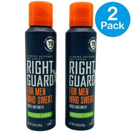 Right Guard Xtreme Defense Dry Spray Fresh Blast 3.8 oz dual pack antiperspirant