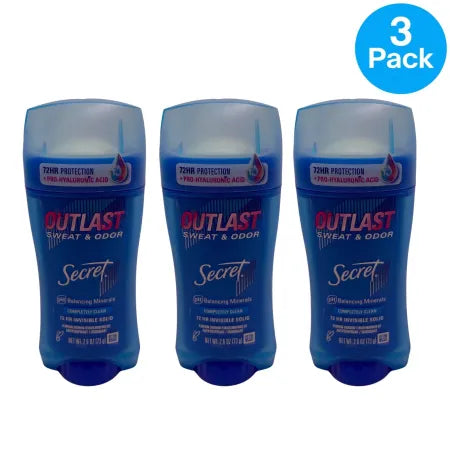 Secret Outlast 2.6oz 3-Pack Antiperspirant Exp 10/27 NEW