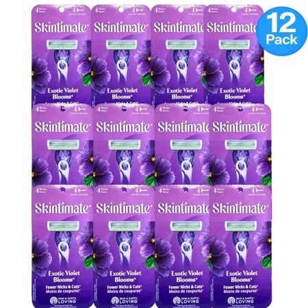 Skintimate Exotic Violet Blooms Razor 4-Blade Scented – 12 Pack – New