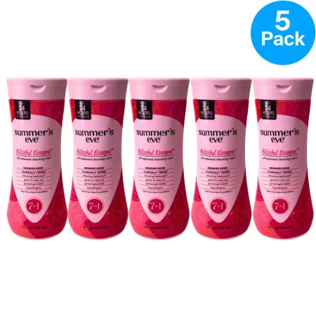 Summer's Eve Blissful Escape Feminine Wash 15oz 5 Pack bottles displayed