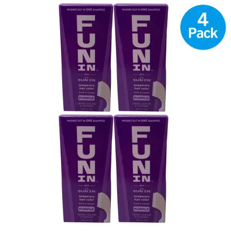 Sun In Fun purple temporary hair color 4 pack bottles displayed