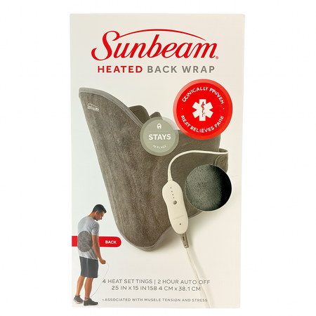 Sunbeam Heated Back Wrap 23x15 in 4 Heat Settings 1 Pack New