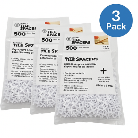 Tavy Basix Tile Spacers 1/8" White 500/Bag 3 Pack New 1