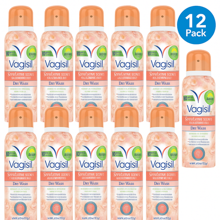 Vagisil Scentsitive Scents Peach Blossom Dry Wash 2.6 oz bottle 12 pack box