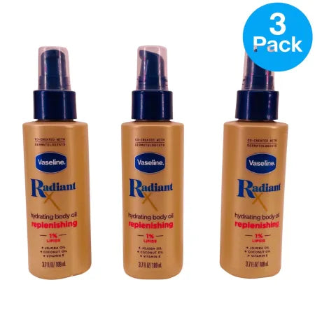 Vaseline Radiant X Hydrating Body Oil 3.7 fl oz bottles 3 pack new formula