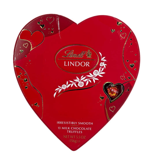 Lindt LINDOR Milk Chocolate Truffles in heart-shaped gift box with fresh expiration date 10/31/26