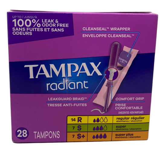 Tampax Radiant Multipack Tampons 28 Count Regular Super Plus New