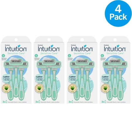 Schick Intuition Sensitive Care 4-blade disposable razor pack with aloe for sensitive skin