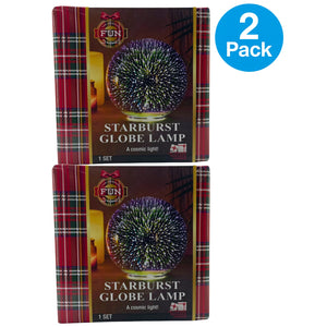 The Original Fun Workshop Starburst Globe Lamp 3D Cosmic Glow Glass Light 2 Pack