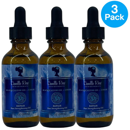 Camille Rose Black Castor Oil + Chebe Repair Pure Strengthening Oil 2 fl oz 3 P