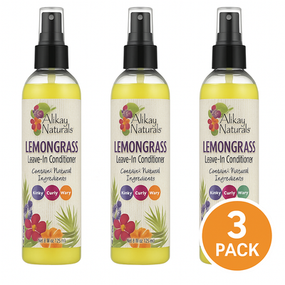 Alikay Naturals Lemongrass Leave-In Conditioner 8 oz - Pack of 3 NEW