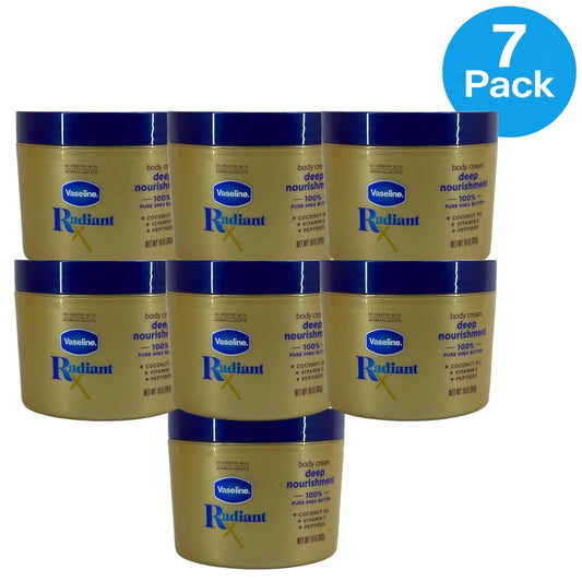 Vaseline Radiant X Deep Nourishment Body Cream 100% Pure Shea Butter 10oz 7 Pack