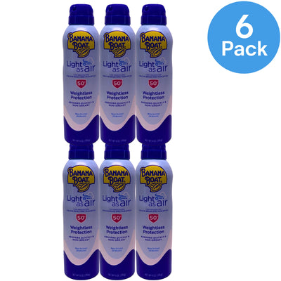 Banana Boat Light as Air Sunscreen Spray SPF 50+ 6 oz 6 Pack New Exp 10/2026