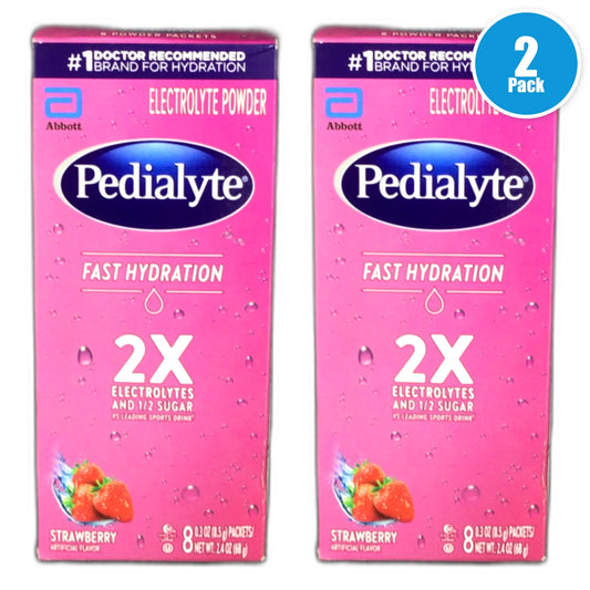 Pedialyte Fast Hydration Electrolyte Powder Strawberry Exp 12/26 Pack of 2 New