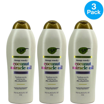 OGX Coconut Miracle Oil Conditioner 25.4 Oz 3 Pack New